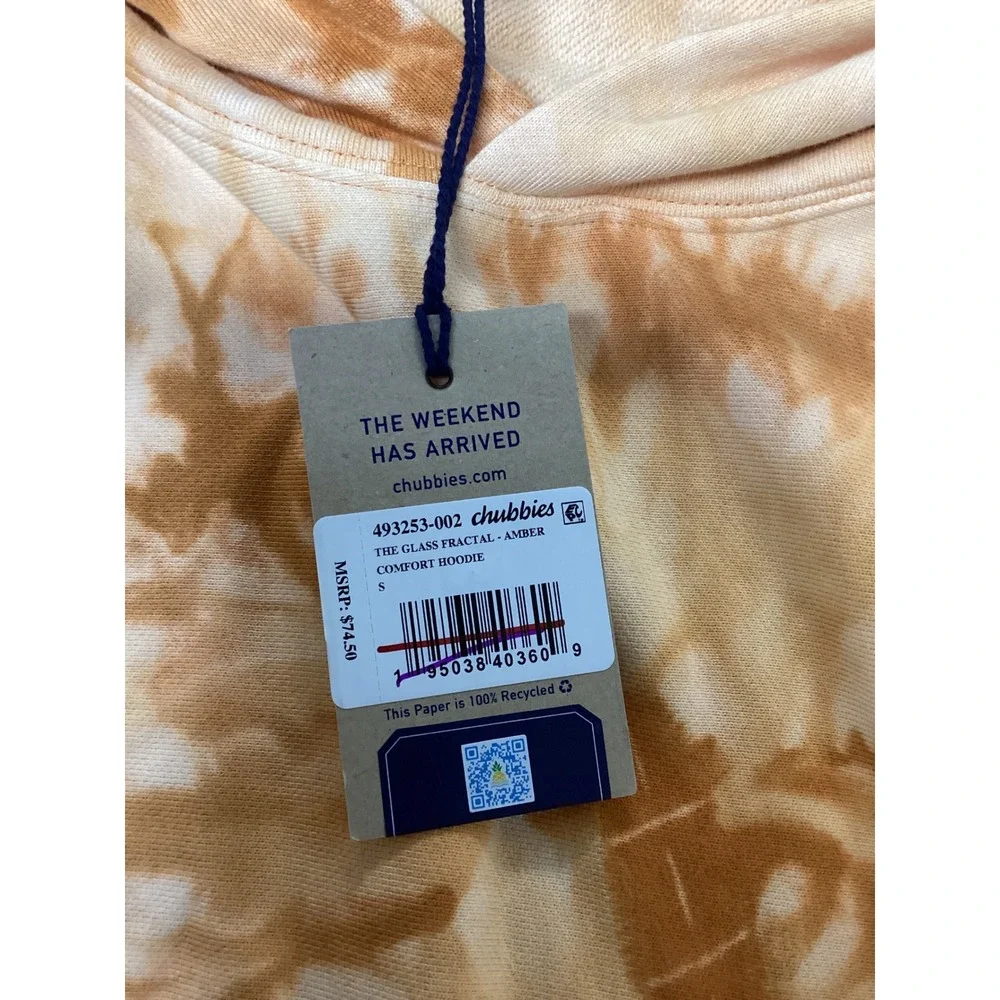 Chubbies Mens The Glass Fractal Amber‎ Tie Dye Comfort Hoodie S 493253-002 NEW